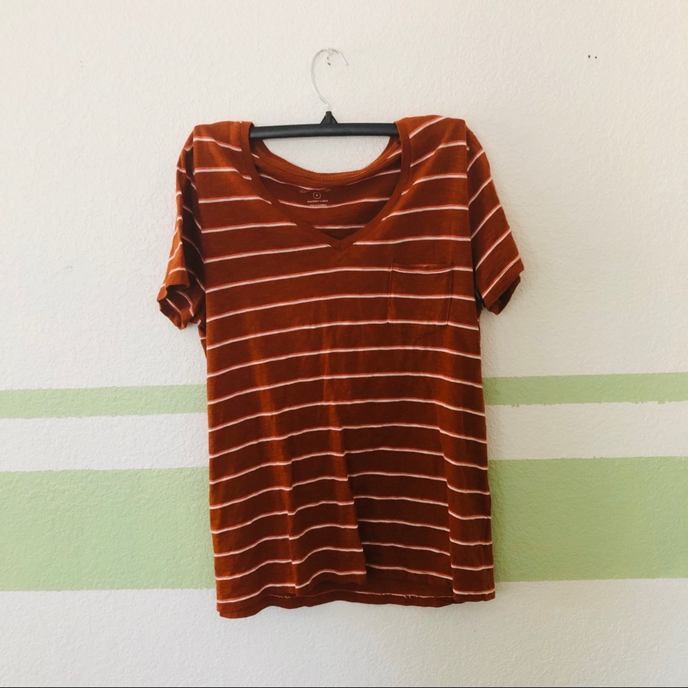Orange white stripes t-shirt